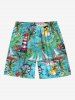 Tour de guet de gouvernail, bateau, canard cool, imprimé feuilles tropicales, grande taille, tenue de plage de croisière hawaïenne assortie pour couples - Vert 