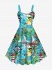 Tour de guet de gouvernail, bateau, canard cool, imprimé feuilles tropicales, grande taille, tenue de plage de croisière hawaïenne assortie pour couples - Vert 