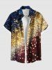 Glitter Galaxy Sequins Print Plus Size Matching Hawaii Beach Outfit For Couples -  
