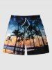 Coconut Tree Tropical Flowers Seascape Print Plus Size Matching Hawaii Beach Outfit For Couples -  