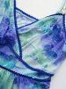 Plus Size Tie Dye Print Floral Flocking Surplice Handkerchief Cami Top -  