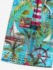 Plus Size Coconut Tree Tropical Leaves Sailboat Duck Print Hawaii Cruise Drawstring Beach Shorts For Men -  