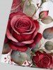Plus Size Rose Flower Leaf Heart Print Hawaii Drawstring Beach Shorts For Men -  