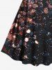 Plus Size Glitter Galaxy Sequins Print Hawaii Vintage A Line Dress -  