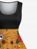 Plus Size Skull Rose Flower Heart Wing Print Hawaii 1950s Vintage Swing A Line Dress -  