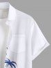 Plus Size Coconut Tree Sea Hand-painted Print Hawaii Button Pocket Shirt For Men -  