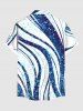 Plus Size Bubble Spotted Curve Colorblock Print Hawaii Button Pocket Shirt For Men -  