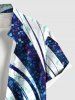 Plus Size Bubble Spotted Curve Colorblock Print Hawaii Button Pocket Shirt For Men -  