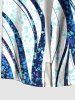Plus Size Bubble Spotted Curve Colorblock Print Hawaii Button Pocket Shirt For Men -  