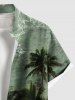 Plus Size Coconut Tree Sea Waves Print Hawaii Button Pocket Shirt For Men -  