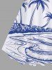Plus Size Coconut Tree Sea Hand-painted Print Hawaii A Line Tank Dress -  
