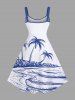 Plus Size Coconut Tree Sea Hand-painted Print Hawaii A Line Tank Dress -  
