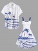 Plus Size Coconut Tree Sea Hand-painted Print Hawaii A Line Tank Dress -  