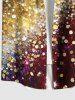 Chemise Boutonnée Galaxie Imprimée avec Poche Grande Taille à Paillettes - Multi-A M