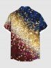 Chemise Boutonnée Galaxie Imprimée avec Poche Grande Taille à Paillettes - Multi-A M