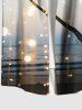 Plus Size Coconut Tree Sea Glitter Sheer Mesh Light Spot Print Hawaii Ombre Button Pocket Shirt For Men -  