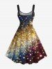 Plus Size Glitter Galaxy Sequins Print Hawaii A Line Tank Dress -  