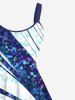 Plus Size Bubble Spotted Curve Colorblock Print Hawaii A Line Tank Dress -  