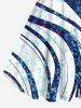 Plus Size Bubble Spotted Curve Colorblock Print Hawaii A Line Tank Dress -  