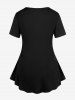 Plus Size Rose Flower Glitter Butterfly Print Women T-shirt -  