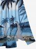Plus Size Coconut Tree Seascape Ombre Sky Print Hawaii Split Pocket A Line Midi Dress -  