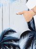 Plus Size Coconut Tree Seascape Ombre Sky Print Hawaii Split Pocket A Line Midi Dress -  