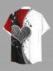 Plus Size Heart Ink Painting Splatter Curve Print Hawaii Button Pocket Shirt For Men -  