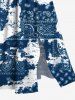 Plus Size Ethnic Paisley Mottled Print Hawaii Split Pocket A Line Midi Dress -  