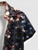 Chemise hawaïenne grande taille à imprimé galaxie et paillettes avec poches boutonnées pour homme - Noir L