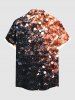 Plus Size Glitter Galaxy Sequins Print Hawaii Button Pocket Shirt For Men -  