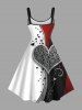 Plus Size Heart Ink Painting Splatter Curve Print Hawaii A Line Tank Dress -  