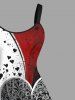 Plus Size Heart Ink Painting Splatter Curve Print Hawaii A Line Tank Dress -  