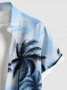 Plus Size Coconut Tree Seascape Ombre Sky Print Hawaii Button Pocket Shirt For Men -  