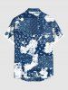 Plus Size Ethnic Paisley Mottled Print Hawaii Button Pocket Shirt For Men -  
