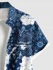 Plus Size Ethnic Paisley Mottled Print Hawaii Button Pocket Shirt For Men -  
