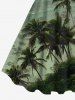 Plus Size Coconut Tree Sea Waves Print Hawaii A Line Tank Dress -  