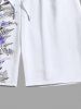 Short de Plage de Grande Taille Imprimé de Feuilles de Fleurs - Blanc L