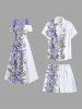 Plus Size Flowers Leaf Print Hawaii Beach Shorts For Men -  