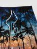 Plus Size Coconut Tree Tropical Flowers Seascape Print Hawaii Beach Shorts For Men -  