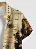 Plus Size Cruise Map Print Buttons Pocket Hawaii Shirt For Men -  