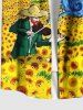 Plus Size Oil Painting Swirls Musician Sunflowers Print Buttons Pocket Hawaii Shirt For Men -  