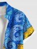 Plus Size Oil Painting Swirls Musician Sunflowers Print Buttons Pocket Hawaii Shirt For Men -  