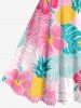 Plus Size Topical Leaf Hibiscus Flowers Pineapple Print Hawaii Tank Dress -  