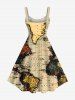 Plus Size Cruise Map Print Hawaii Tank Dress -  