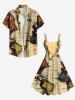 Plus Size Cruise Map Print Hawaii Tank Dress -  