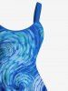 Plus Size Oil Painting Swirls Musician Sunflowers Print Hawaii Tank Dress -  
