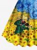 Plus Size Oil Painting Swirls Musician Sunflowers Print Hawaii Tank Dress -  
