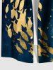Plus Size Fish Sea Paint Splatter Print Buttons Pocket Hawaii Shirt For Men -  
