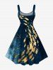 Robe Hawaïen Peinture Eclaboussée Poisson Océan Imprimés de Grande Taille - Bleu 2X