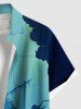 Plus Size Diver Fish Cruise Ship Colorblock Print Buttons Pocket Hawaii Shirt For Men -  